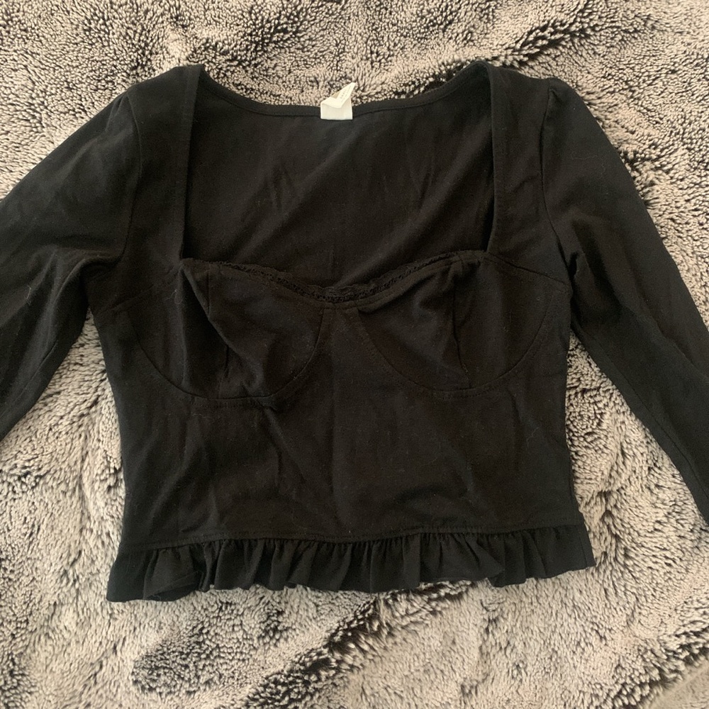 Black long sleeve bustier style top